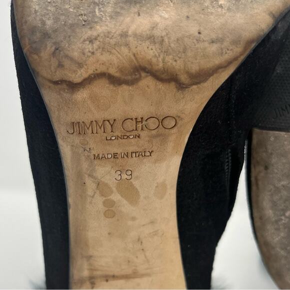 Jimmy Choo Boots Tesler Suede Pom Pom Ankle Booties - Picture 10 of 10